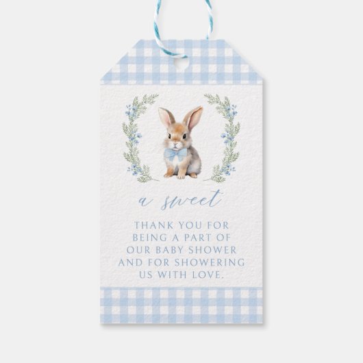 可愛いブルーイースターバニー感謝していシャワーメッセージカード ギフトタグ (裏面)