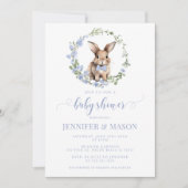 可愛いブルーイースターバニー男の赤ちゃんシャワー招待状 招待状 (正面)