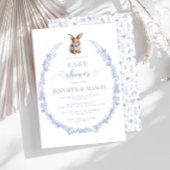 可愛いブルーイースターラビット男の赤ちゃんシャワー招待 招待状