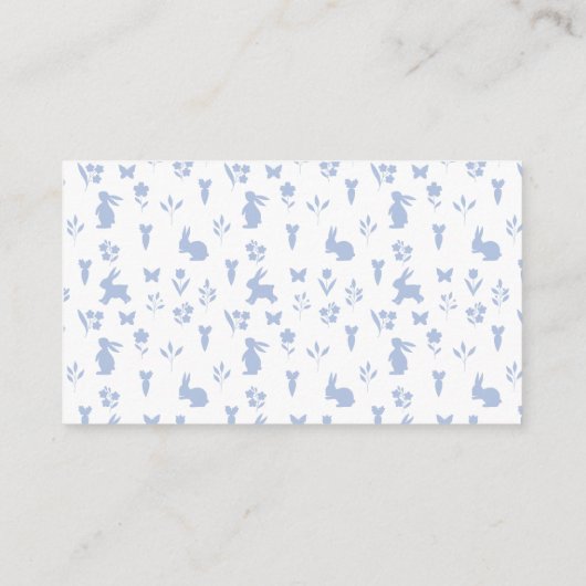 可愛いブルーイースターラビット男の赤ちゃん感謝していシャワーユー エンクロージャーカード (裏面)