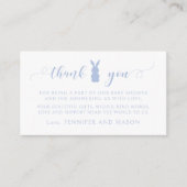 可愛いブルーイースターラビット男の赤ちゃん感謝していシャワーユー エンクロージャーカード (正面)