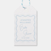 可愛いブルーウェーブホタテ男の赤ちゃんシャワーサンキュー ギフトタグ (正面)