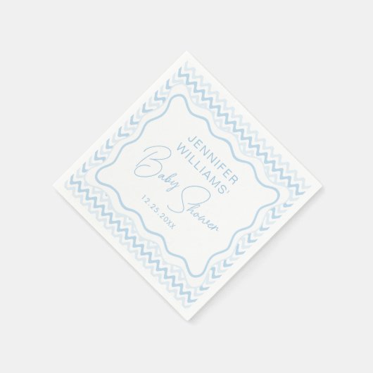 可愛いブルーウェーブホタテ男の赤ちゃんシャワー紙 スタンダードカクテルナプキン (角)