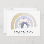 可愛いブルーウォーターカラーレインボーありがとう ポストカード (正面/裏面)