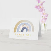 可愛いブルーウォーターカラーレインボーありがとう 箔グリーティングカード (蘭)
