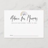 可愛いブルーウォーターカラーレインボーベビーシャワー アドバイスカード (正面)