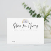 可愛いブルーウォーターカラーレインボーベビーシャワー アドバイスカード (スタンド正面)