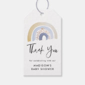 可愛いブルーウォーターカラーレインボーベビーシャワー ギフトタグ (正面)