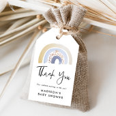 可愛いブルーウォーターカラーレインボーベビーシャワー ギフトタグ