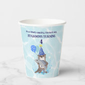 可愛いブルーウォーター男の子シーオッター誕生日パーティー 紙コップ (正面)