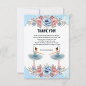 可愛いブルーウォーター色フローラバレリーナベビーシャワー サンキューカード (正面)