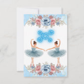 可愛いブルーウォーター色フローラバレリーナベビーシャワー サンキューカード (裏面)