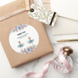 可愛いブルーウォーター色フローラバレリーナベビーシャワー ラウンドシール