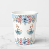 可愛いブルーウォーター色フローラバレリーナベビーシャワー 紙コップ (裏面)