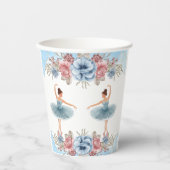 可愛いブルーウォーター色フローラバレリーナベビーシャワー 紙コップ (正面)