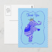 可愛いブルーエレファントキングサンキューカード ポストカード (正面/裏面)