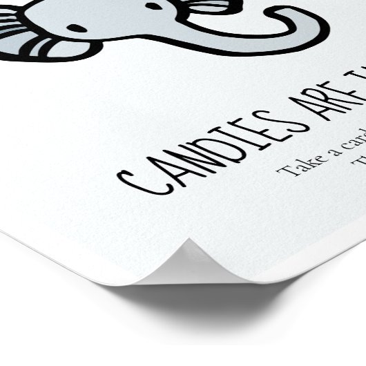 可愛いブルーエレファントベイビーシャワーゲームの数を推測 ポスター (角)