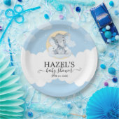 可愛いブルーエレファントボーイ小さなピーナッツ赤ちゃんシャワー ペーパープレート (パーティー)