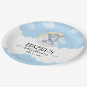 可愛いブルーエレファントボーイ小さなピーナッツ赤ちゃんシャワー ペーパープレート (アングル)