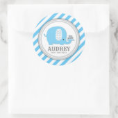 可愛いブルーエレファントボーイ最初の誕生日赤ちゃんシャワー ラウンドシール (バッグ)