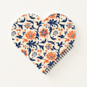 可愛いブルーオレンジフローラカスタムスパイラルノート ノートブック (裏面)