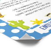 可愛いブルーカウボーイ赤ちゃんシャワーゲームサイン ポスター (角)