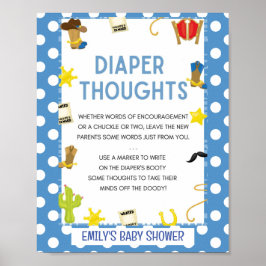 可愛いブルーカウボーイ赤ちゃんシャワーゲームサイン ポスター