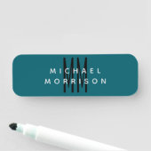 可愛いブルーカラーモノグラムイニシャル文字名 名札 (インサイチュ)