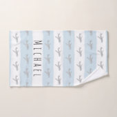 可愛いブルーキッズブルーフライトトラベルデザイン&名前 バスタオルセット (ハンドタオル)