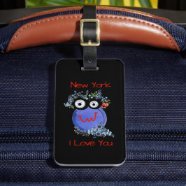 可愛いブルーキャラクターニューヨーク大好き ラゲッジタグ