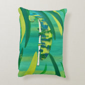 可愛いブルーグリーンイエローカメレオンのブランチ アクセントクッション (裏面(縦))