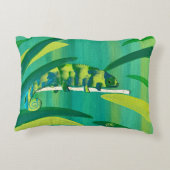 可愛いブルーグリーンイエローカメレオンのブランチ アクセントクッション (裏面)