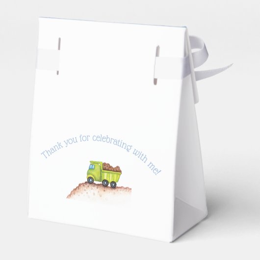 可愛いブルーグリーントラック最初の誕生日パーティー フェイバーボックス (裏面サイド)