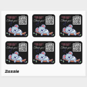 可愛いブルーコアラ熊ありがとうQRコード スクエアシール (シート)