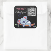 可愛いブルーコアラ熊ありがとうQRコード スクエアシール (バッグ)