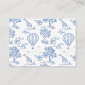 可愛いブルーサファリの赤ちゃんシャワーベビー エンクロージャーカード (裏面)