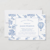 可愛いブルーサファリベイビーシャワー予算3 by 5 mini 出欠カード (正面)