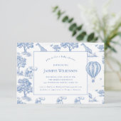 可愛いブルーサファリベイビーシャワー予算3 by 5 mini 出欠カード (スタンド正面)