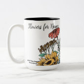 可愛いブルースと金ゴールドフラワーパーソナライズ ツートーンマグカップ (左)