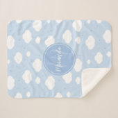 可愛いブルースカイカスタムにモノグラムと名前 シェルパブランケット (正面(横))