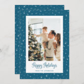 可愛いブルースターリーフォトハッピーホリデーズカード シーズンカード (正面/裏面)