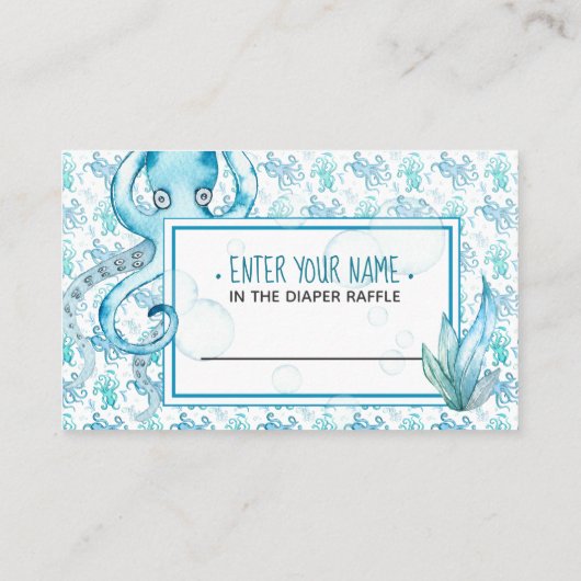 可愛いブルータコ赤ちゃんシャワーおむつラッフルカード 名刺 (裏面)