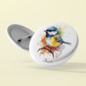 可愛いブルーティット枝に座って、カスタマイズ可能 缶バッジ