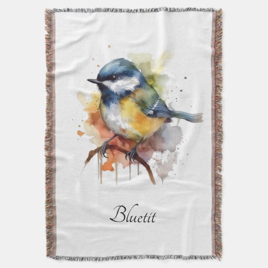 可愛いブルーティートオンザブランチカスタム スローブランケット (正面縦)