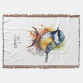 可愛いブルーティートオンザブランチカスタム スローブランケット (正面)