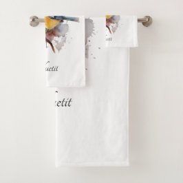 可愛いブルーティートオンザブランチカスタム バスタオルセット