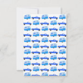 可愛いブルートラック&トレーラーベビーシャワーカスタム サンキューカード (裏面)