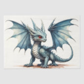 可愛いブルードラゴンキャラクター- Decopage - 薄葉紙 (正面)