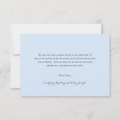 可愛いブルーハートボーイ赤ちゃんシャワー サンキューカード (裏面)