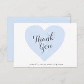 可愛いブルーハートボーイ赤ちゃんシャワー サンキューカード (正面/裏面)